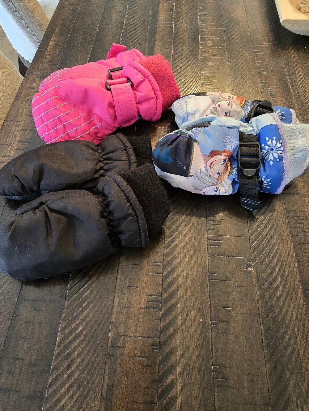 Kids Winter Mittens Set - Pink, Black, Blue